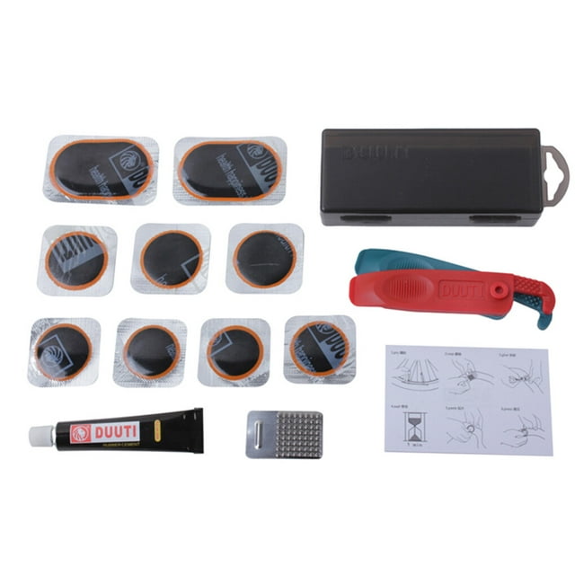 DUUTI Bicycle Tire Patch Set Repairing Tools with Storage Professional Outdoor Sports Box Cycle Maintenance Puncture Kit for Sports Emergency Cycling Black