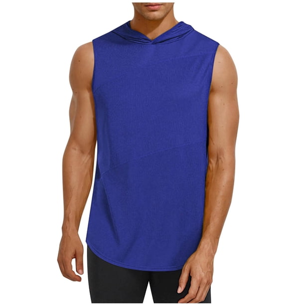 Camiseta con Capucha de Color Sólido de los Hombres, Blusa con Capucha sin Mangas Deportivas para el Gimnasio Y el Desgaste Al Aire Libre, Top Atlético Transpirable, Sudadera Ligera