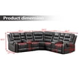 thumbnail image 3 of Hybition Manual Recliner Sectional Sofa Set PU Leather L-Shaped Couch Gray, 3 of 8