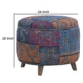 thumbnail image 5 of Saltoro Sherpi Round Fabric Upholstered Wooden Frame Storage Ottoman, Multicolor, 5 of 6