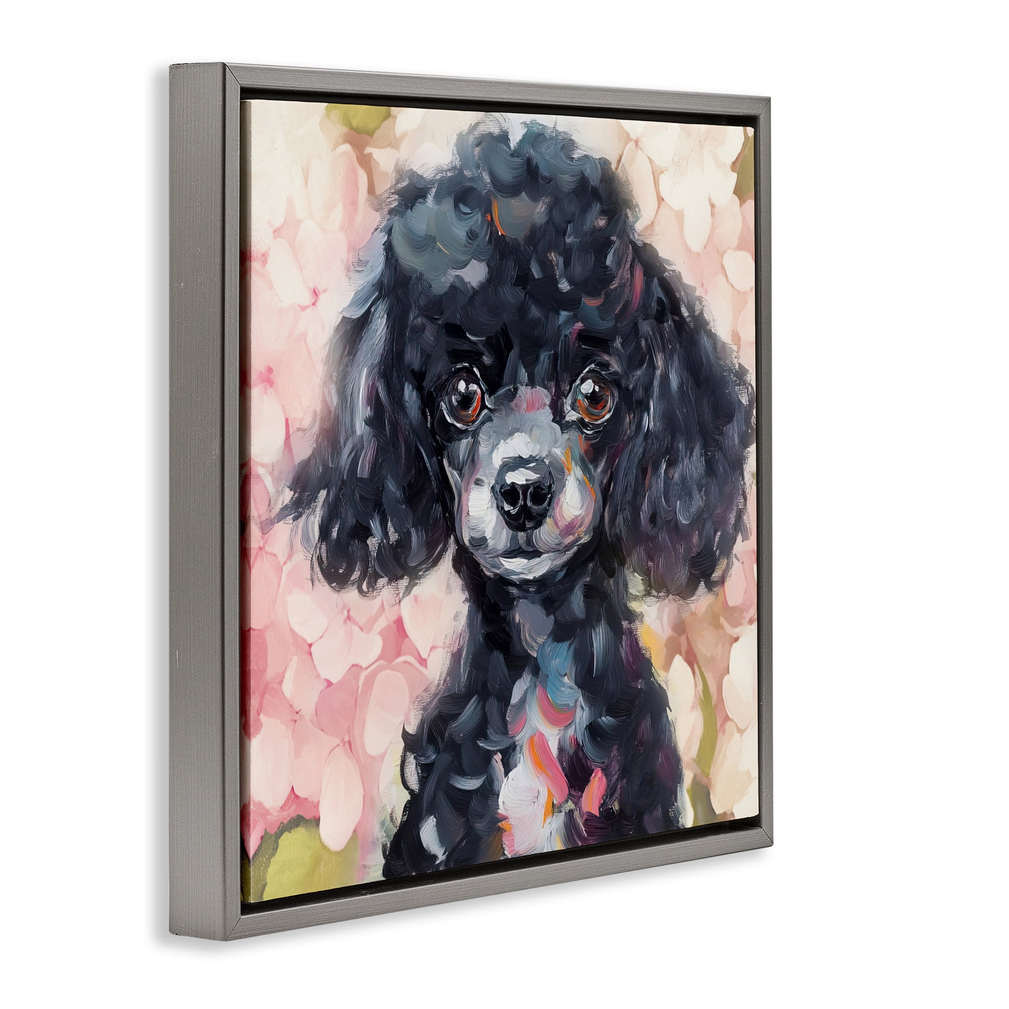 Stupell Industries Little Black Poodle Gray Framed Floater Canvas Wall Art, design by Tina LeCour