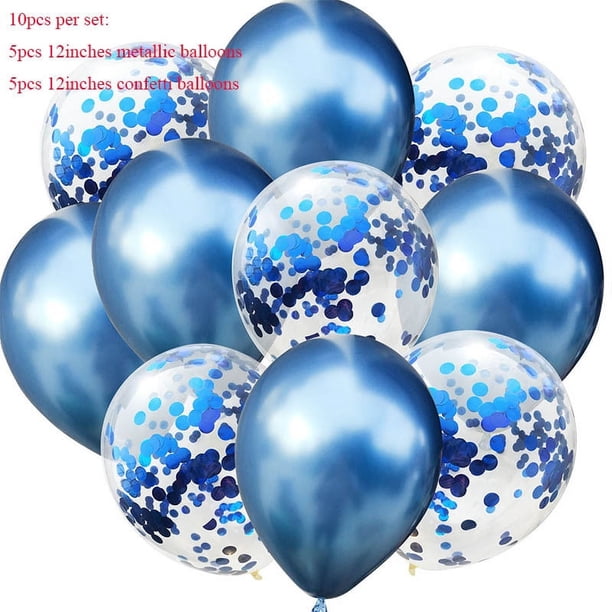 Nvzi 50 globos de confeti azules y azules, globos de fiesta de cumpleaños premium de 12 pulgadas, globos a granel para despedida de soltera, decoración de fiesta de graduación