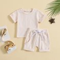 thumbnail image 4 of Xudanell Toddler Suit Boys Pullover Tshirt Elastic Shorts Boys Summer Solid Color Outfits 6-12 Months, 4 of 5