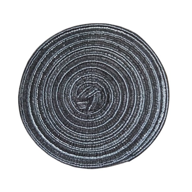 Mantel individual redondo de lino y algodón tejido, estilo occidental, antideslizante, resistente al calor, para mesa de comedor (negro, S)