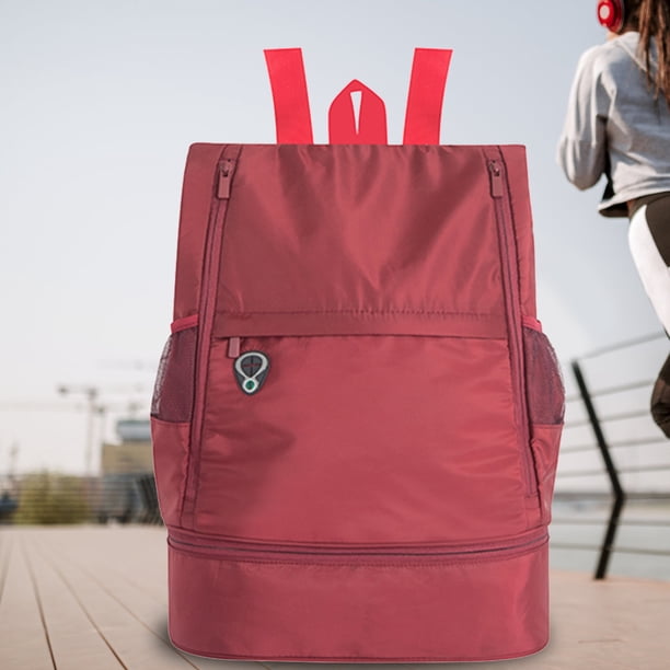 Mochila de gimnasio para mujer Bolso de fitness de separación húmeda y seca multifuncional (rojo)