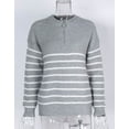 thumbnail image 2 of Sweaters for Women Zip Up Crew Neck Long Sleeve Striped Knitted Pullover Sweaters Tops Winter Sweaters Alsol Lamesa, 2 of 5