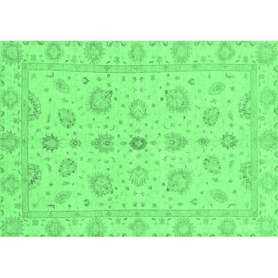 Ahgly Company Indoor Rectangle Oriental Emerald Green Traditional Area Rugs, 2' x 4'