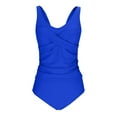 thumbnail image 6 of Aboser Push Up Tankini Swimsuits for Women Athletic V Neck Wrap Bathing Suit Tummy Control Two Piece Swimwear Slim Fit Sporty Swimsuit for Summer Vacation Blue XXL, 6 of 7