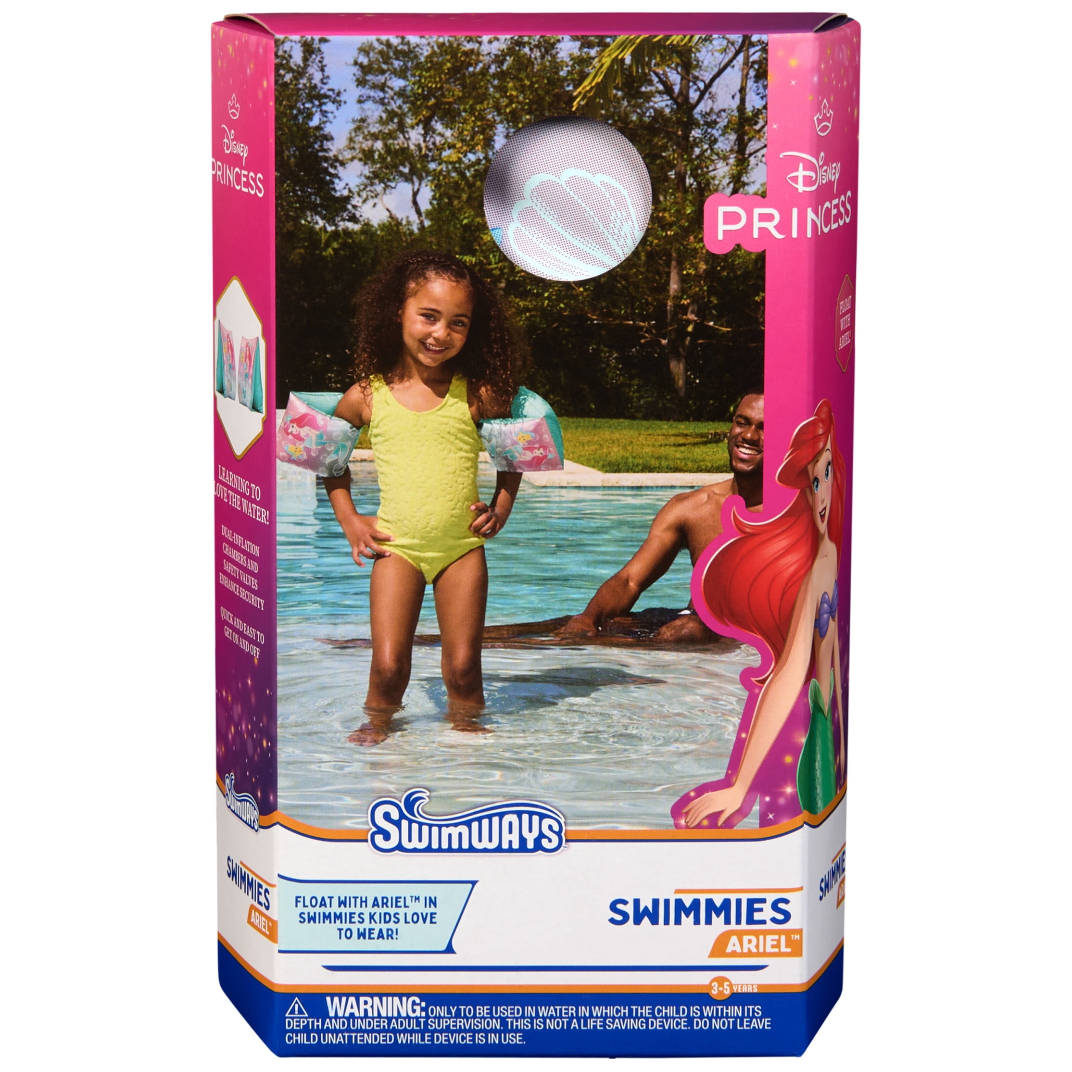 SwimWays Disney Princess Ariel Swimmies (Unisex), Arm Floaties for Kids Age 3-5