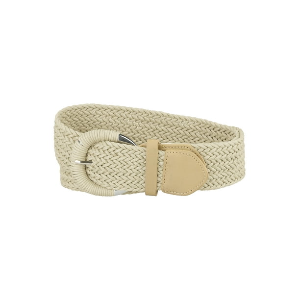 Cinturones de Cintura Tejidos para Mujeres INSPIRE CHIC con Hebilla de Metal, Cinturones Anchos Trenzados Beige de 129 cm