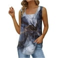 thumbnail image 5 of Wiyuqeen Womens Side Split Tank Tops Classic Fashion Marble Printed Blouses Baggy Pleated Square Neck T-shirts Elegant Summer Sleeveless Graphic Tees, 5 of 5