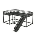 thumbnail image 6 of DreamBuck Full and Twin Size L-Shaped Bunk Bed with Slide and Ladder, Metal Bunk Bed Frame for 4, Quad Bunk Bed for Adults Teens, Black, 6 of 7
