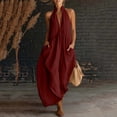 thumbnail image 3 of LIaqionyy Women Cotton Linen Maxi Dress Sleeveless Backless V Neck Flowy Boho Casual Beach Long Sundress for Womens, 3 of 6