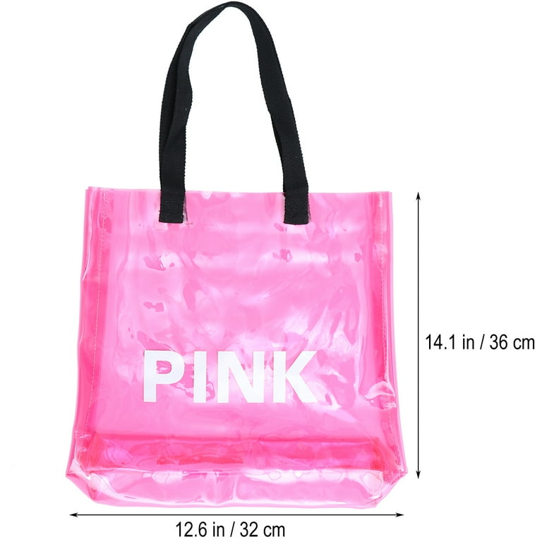 Transparent Handbag Fashion Clear Plastic Tote Bag Handbag Simple Large Capacity Sholder Bag Jelly Purse for Seaside Travel Summer Swimming Pink Walmart