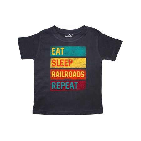 

Inktastic Railroading Train Lover Eat Sleep Railroads Repeat Gift Toddler Boy or Toddler Girl T-Shirt