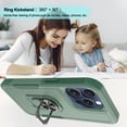 thumbnail image 4 of Compatible for Apple iPhone 15 Pro Case with Tempered Glass Screen Protector,Heavy-Duty Tough Rugged Phone Case Cover with Ring Holder Kickstand for iPhone 15 Pro (6.1", 2023) [Dark Green], 4 of 13