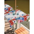 thumbnail image 2 of Outdoor Tablecloth with Umbrella Hole for Patio/Picnic/Party/Camping, 4th of July Waterproof Table Cloth Square Cover Washable, Red Blue Independence Day Floral Star Vintage (54"x 54"), 2 of 9