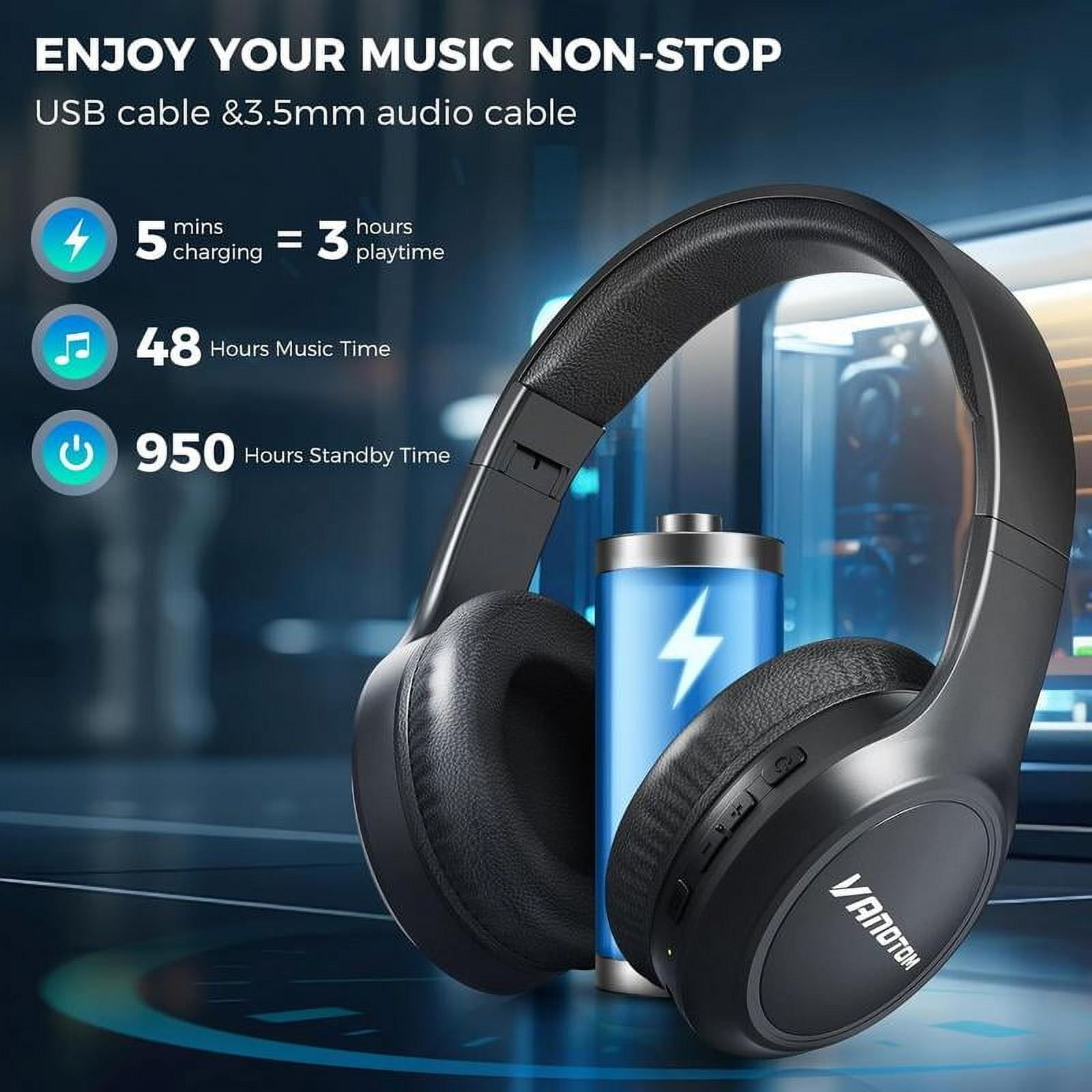 VANOTOM Wireless Headphone, Foldable Bluetooth Headphones Over Ear, Wireless Headset for Gaming, Phones, Computers, Electronics Audio Headphone Arrived before Christmas