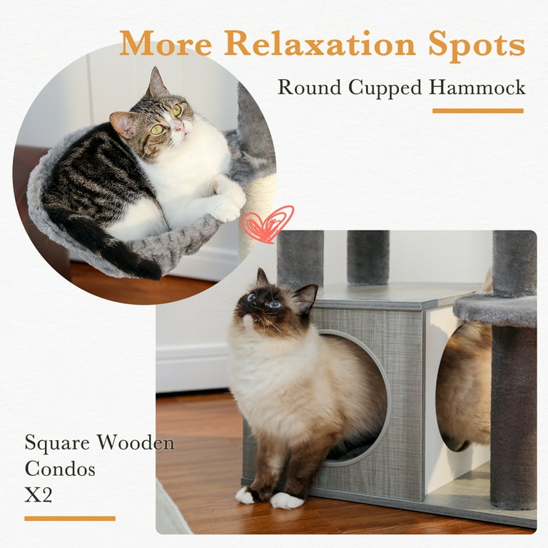 Pefilos Cat Tree for Indoor Cats 51 Cat Condo for Adult Cats with Scratching Posts Cat Tree House Gray