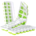 thumbnail image 3 of DOQAUS Bandejas para cubitos de hielo, paquete de 4, 56 piezas de fácil liberación, con tapa extraíble resistente a derrames, certificado LFGB y libre de BPA, bandeja de hielo de silicona flexible api, 3 of 4