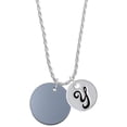 thumbnail image 1 of Delight Jewelry Acrylic 1" Disc Black Imitation Pearl Silvertone Script Initial Disc - Y - Charm Necklace, 20"+3", 1 of 4