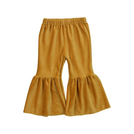 

LEVEFORDGirl Wide-Leg Trousers Solid Color High Waist Bottoms Ruffle Clothes