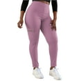 thumbnail image 3 of Hesxuno Womens Plus Size Leggings with Zipper Pockets High Waisted Tummy Control Yoga Pants Running Athletic Gym Tights Pink XXL, 3 of 6