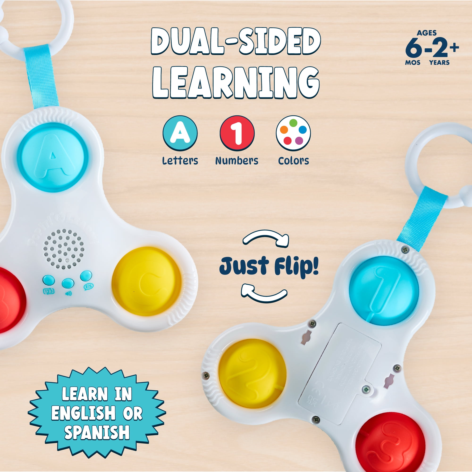 Chuckle & Roar Pop It & Learn Mini Educational and Electronic Popping Toy for Children Ages 6 months to 2+ years by Buffalo Games