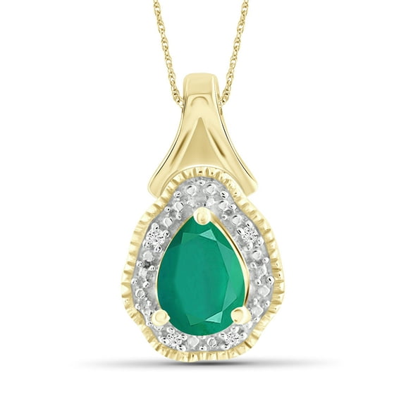 JewelersClub 3/4 Carat T.G.W. Emerald And White Diamond Accent 14k Gold Over Silver Pendant