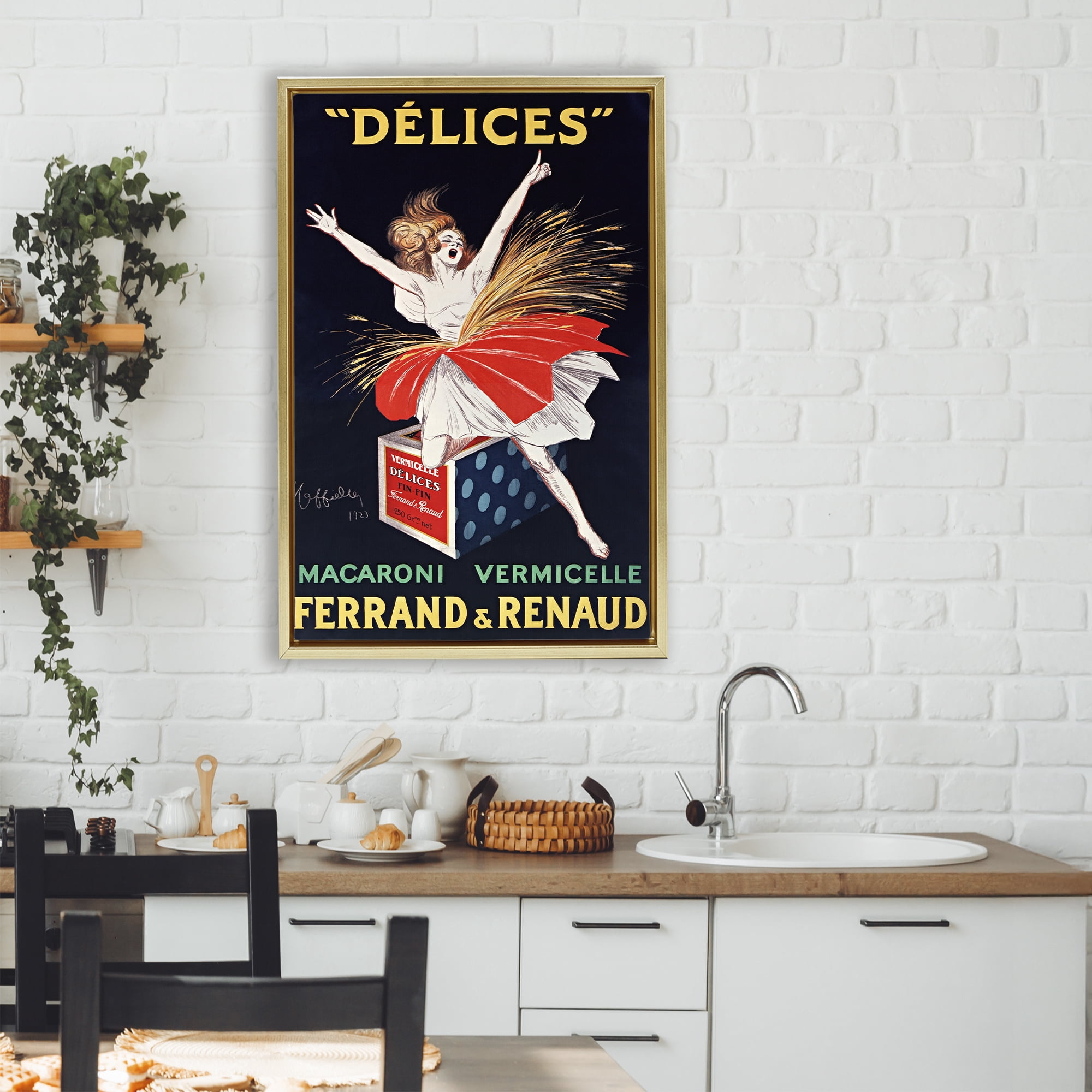 Stupell Industries Vintage Dancer Food Advertisement Gold Framed Floater Canvas Wall Art, design by Leonetto Cappiello