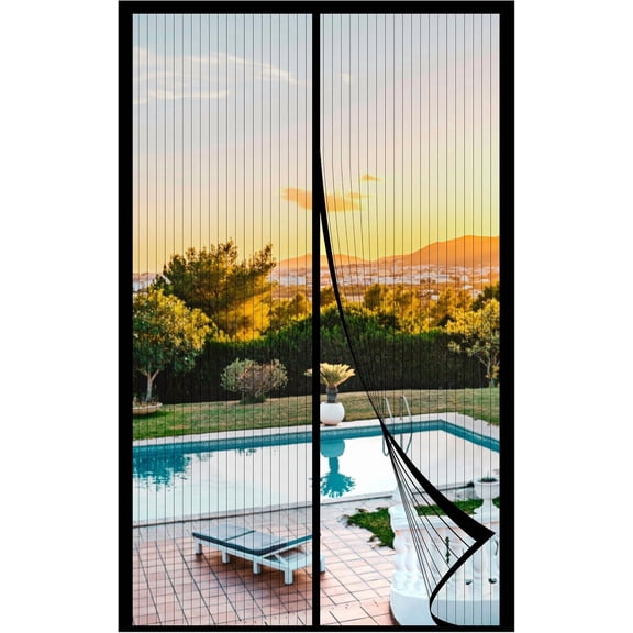 Magnetic Screen Door Mesh Fits 36" x 80" - Curtain Size 38" 82", Works for Patio, Sliding Door, Keeps Bug Mosquito Out, Fresh Air Flow, Black
