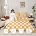 thumbnail image 3 of Manfei Rustic Check Queen Comforter Set,Vintage Plaid Comforter Sets Queen,Orange,Light Gray Reversible,3pcs,1 Comforter and 2 Pillowcases,3pcs,1 Comforter and 2 Pillowcases, 3 of 7