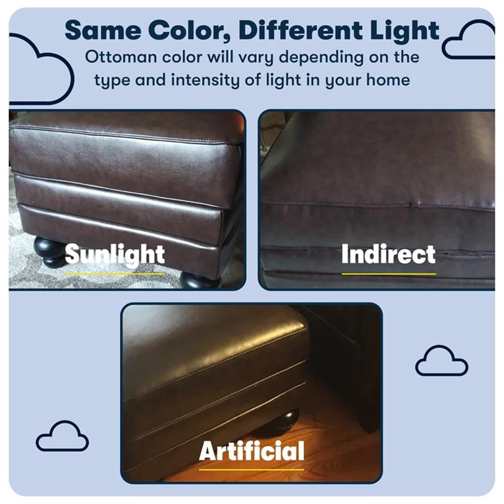 Serta Copenhagen Bonded Leather Ottoman Chestnut Brown
