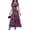 Purple, variant on Women's Printed Round Neck Short Sleeve Maxi Tee Dress with Ninety Five Percent Polyester and Five Percent Spandex