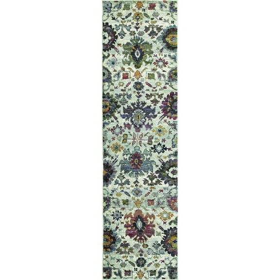 Oriental Weavers Andorra Area Rug - 7129A - 2'3" x 8' - in Stone/ Multi - Vintage Inspired, Stain Resistant, Family and Pet Friendly , Entryway, Hallway Runner Rug