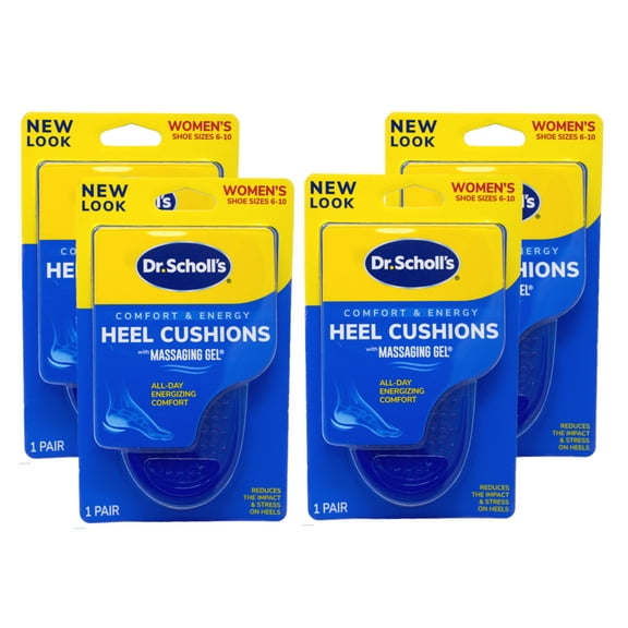 (4 Pack) Dr. Scholl's Women's Comfort Massaging Gel Heel Cushions Size 6-10, 1 Pair