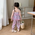 thumbnail image 2 of Uccdo 2Pcs Toddler Little Girls Loose Cami Pants Outfits Summer Floral Strap Crop Top Long Pants 3-8T, 2 of 6