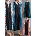 thumbnail image 3 of Vestido suelto de mujer con bolsillos, volantes, cuello en V, manga corta, vestido vintage de vac MABOTO Vestido, 3 of 7