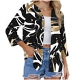 thumbnail image 6 of Danhjin Print Button Down Shirts for Women 3/4 Sleeve Loose Fashion Shirts Casual Going out Fall Summer Spring Tops, 6 of 7