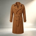 thumbnail image 2 of Mrmaere Men Lapel Trench Coat Double Breasted Belted Long Sleeve Outerwear For Business Daily Orange M, 2 of 9
