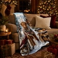 thumbnail image 3 of Winter Highland Cow Cabin Scene Christmas Rustic Holiday, Festive Holiday Scene, Warm Flannel Blanket for Ranch House and Living Room, Art Lovers Valentine's Day Gift, Festive Home Decor, 3 of 9