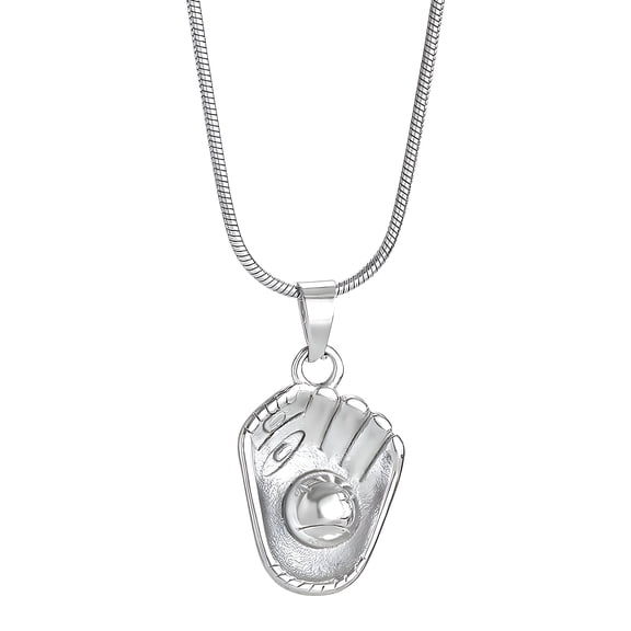 DESIGNICE Baseball Glove Shape Necklace,Silver Plated Sports Career Gift for Men,17.72in