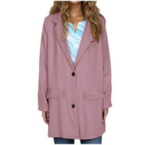 ZVNAΖH Women's 2025 Spring Fall Long Blazer Jackets Long Sleeve Lapel Pockets Loose Fit Work Casual Blazers Outerwear