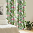 thumbnail image 2 of Ambesonne Tropical Curtains, Flamingos Illustrations, Pair of 28"x84", Olive Green and Pastel Pink, 2 of 5