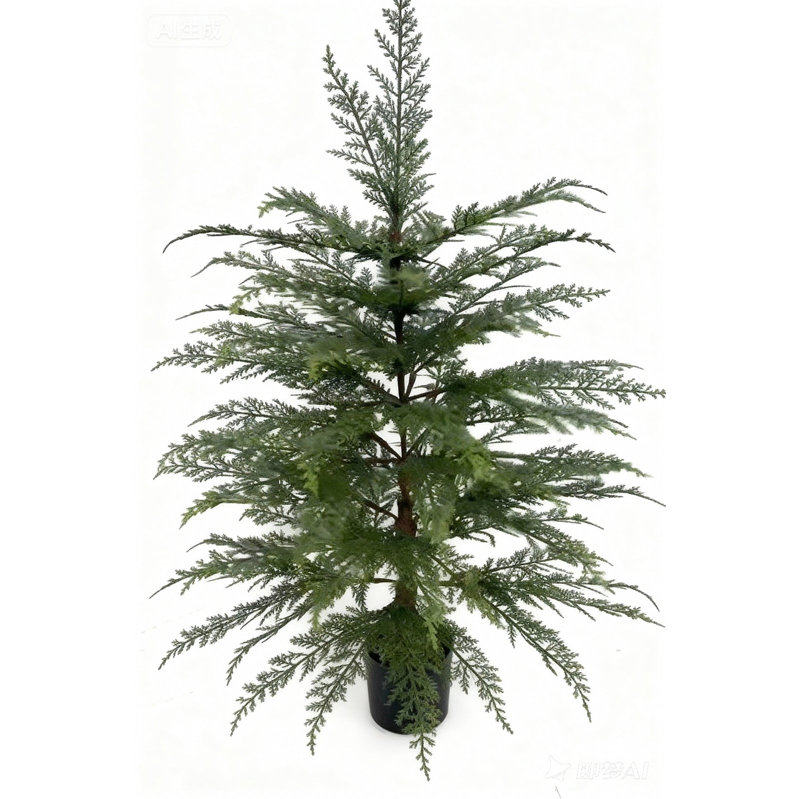 1 Pc Pre-Lit Green Cypress Artificial Christmas Potted Tree with 100 Warm White Twinkle LED Lights, 35"