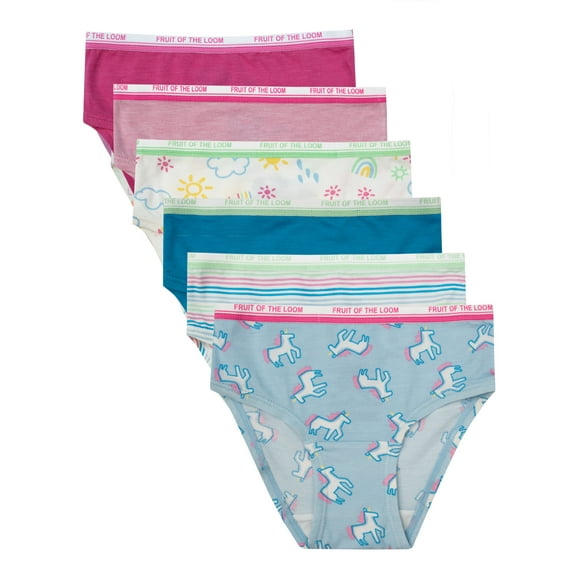 Fruit of the Loom Toddler Girl 360 Stretch True Comfort Super Soft Modal Briefs Underwear, 6 Pack, Sizes 2T/3T