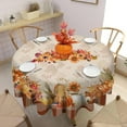 thumbnail image 3 of Round Fall Tablecloth with Countryside Leaves and Pumpkins Decorations,Printed Thanksgiving Tablecloth for Harvest,Holiday and Parties Table Cover,60 Inch, 3 of 6