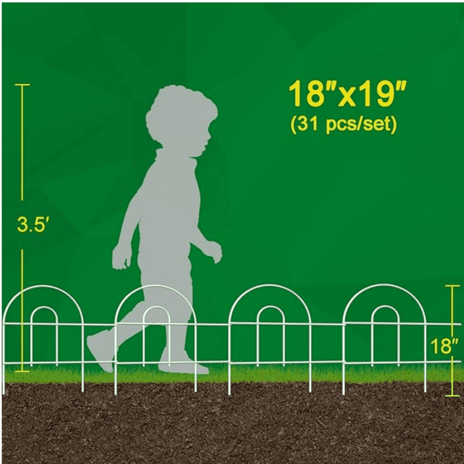 White Garden Fence Border 18in X50ft Outdoor Metal Wire Garden Fencing Flower Bed Folding Fences Panel Patio Edging Landscape for Yard