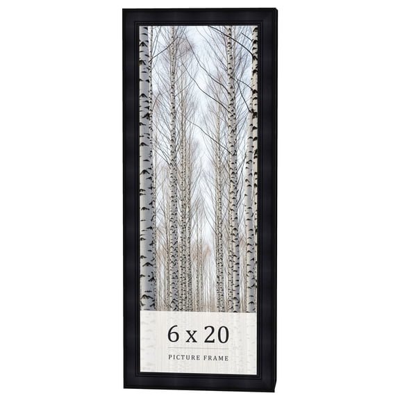 6x20 Frame Black Passaggi Solid Wood Picture Frame Width 1.5 Inches | Interior Frame Depth 0.5
