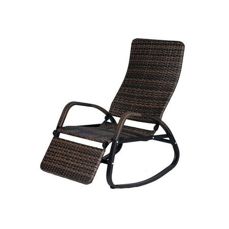 Patio Rattan Rocking Chair Indoor Outdoor Wicker Lounger Reclining